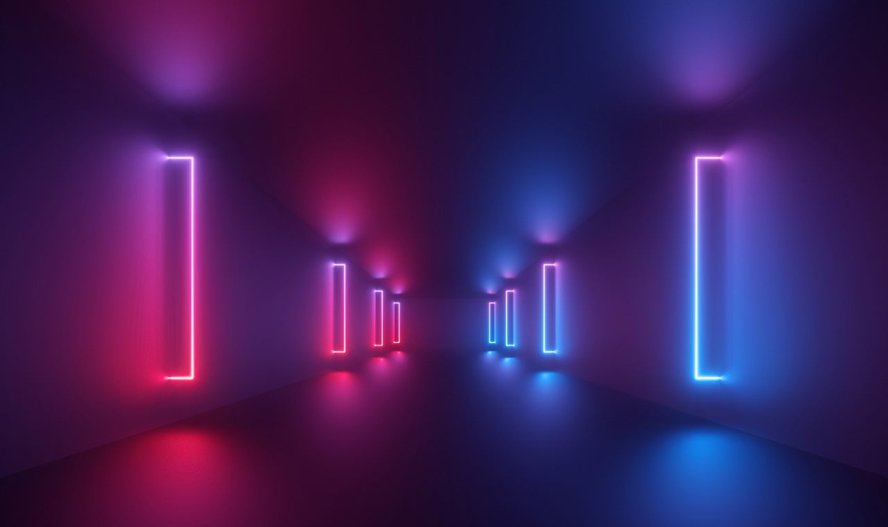 Neon lights in hall