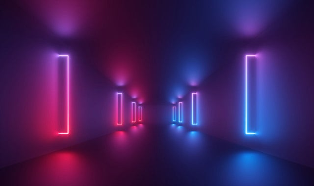 Neon lights in hall
