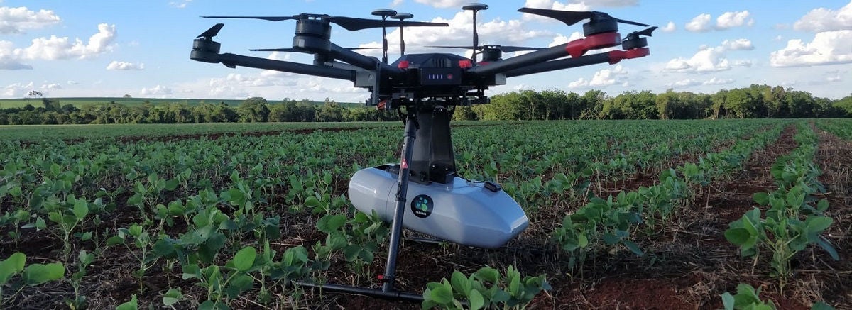 A drone in the farming fields