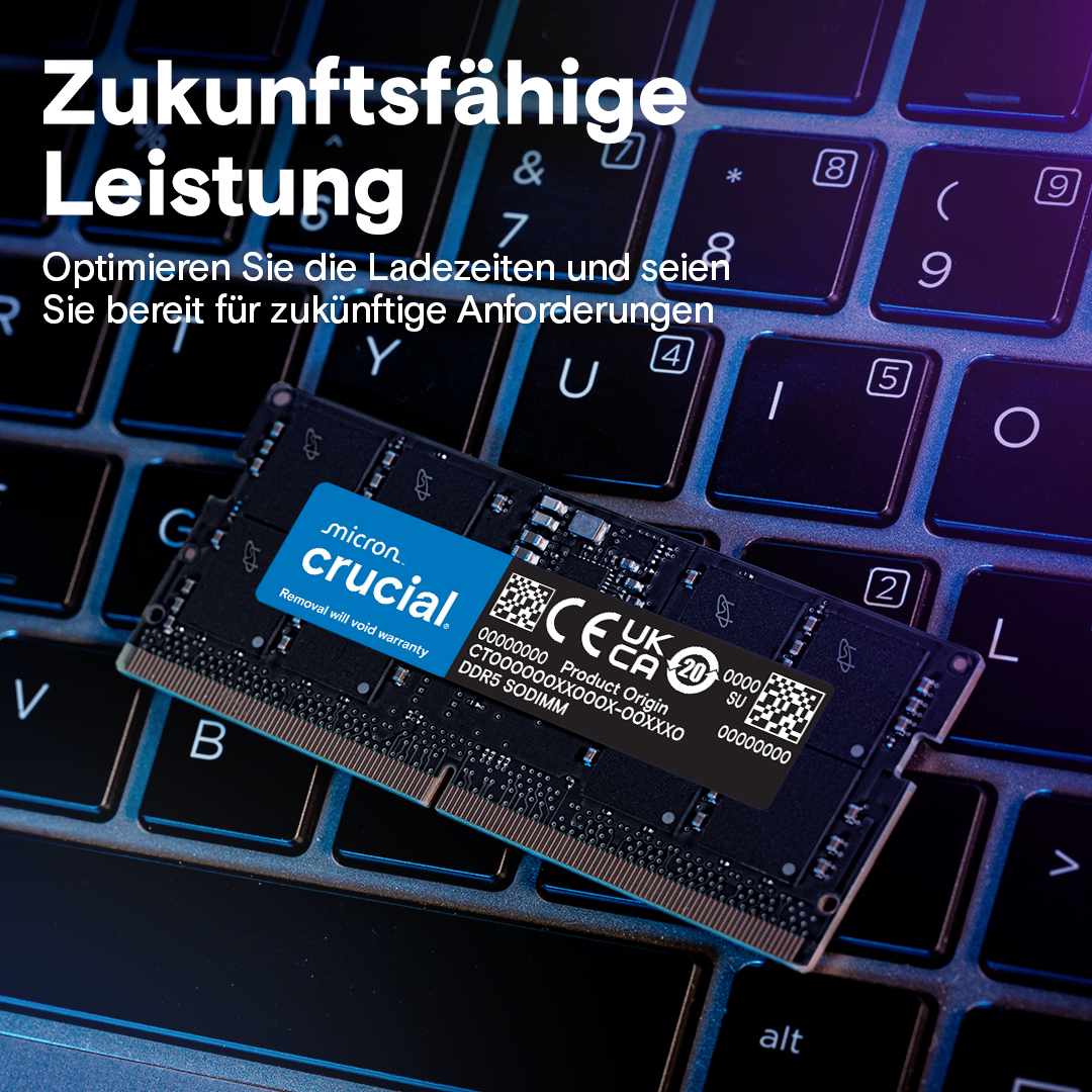 Crucial 64GB Kit (32GBx2) DDR5-4800 SODIMM | CT2K32G48C40S5