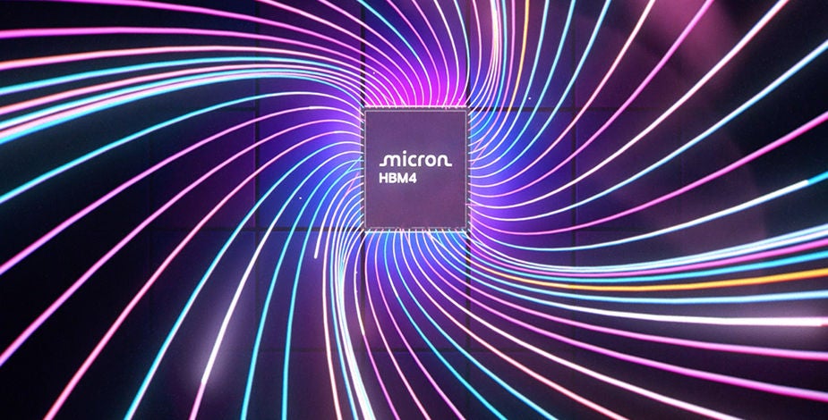micron written in the center with spiral lights around it