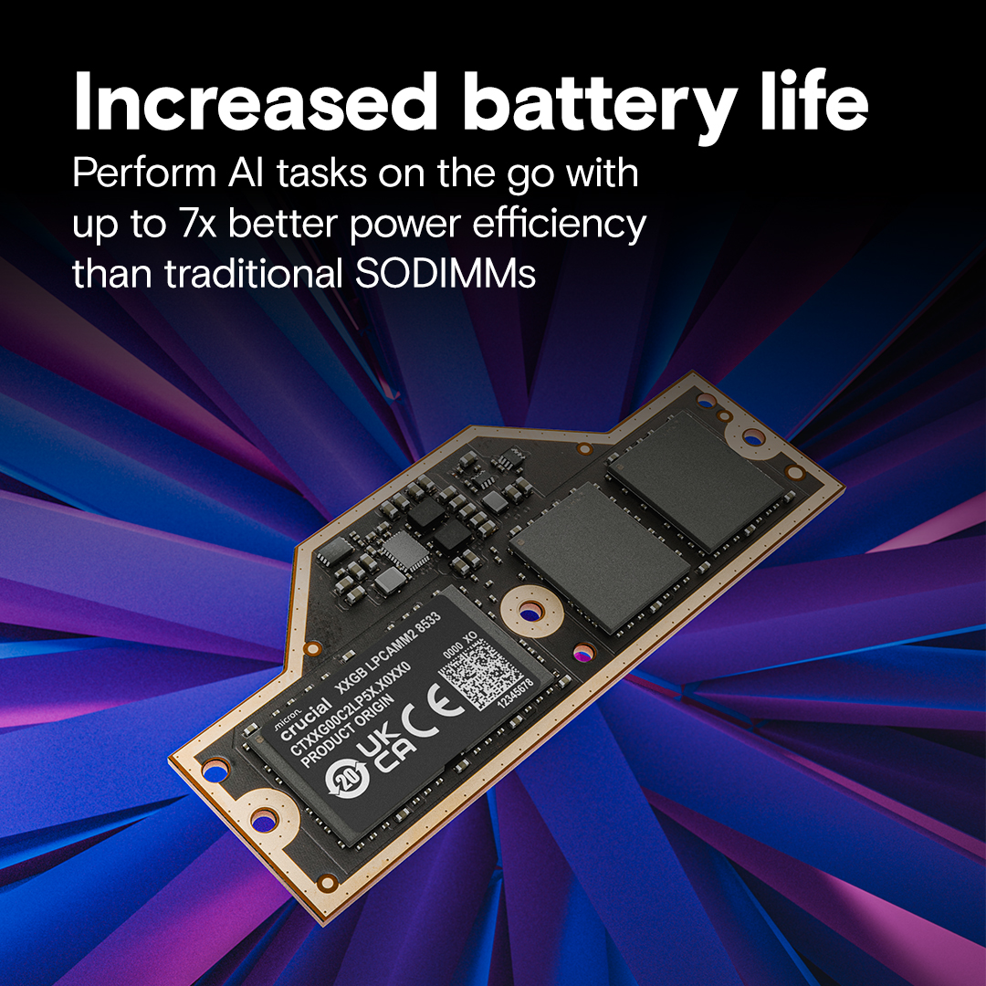 LPCAMM2 DDR5 64GB メモリ Crucial 64GB LPCAMM2 LPDDR5X- 7500 memory | CT64G75C2LP5X