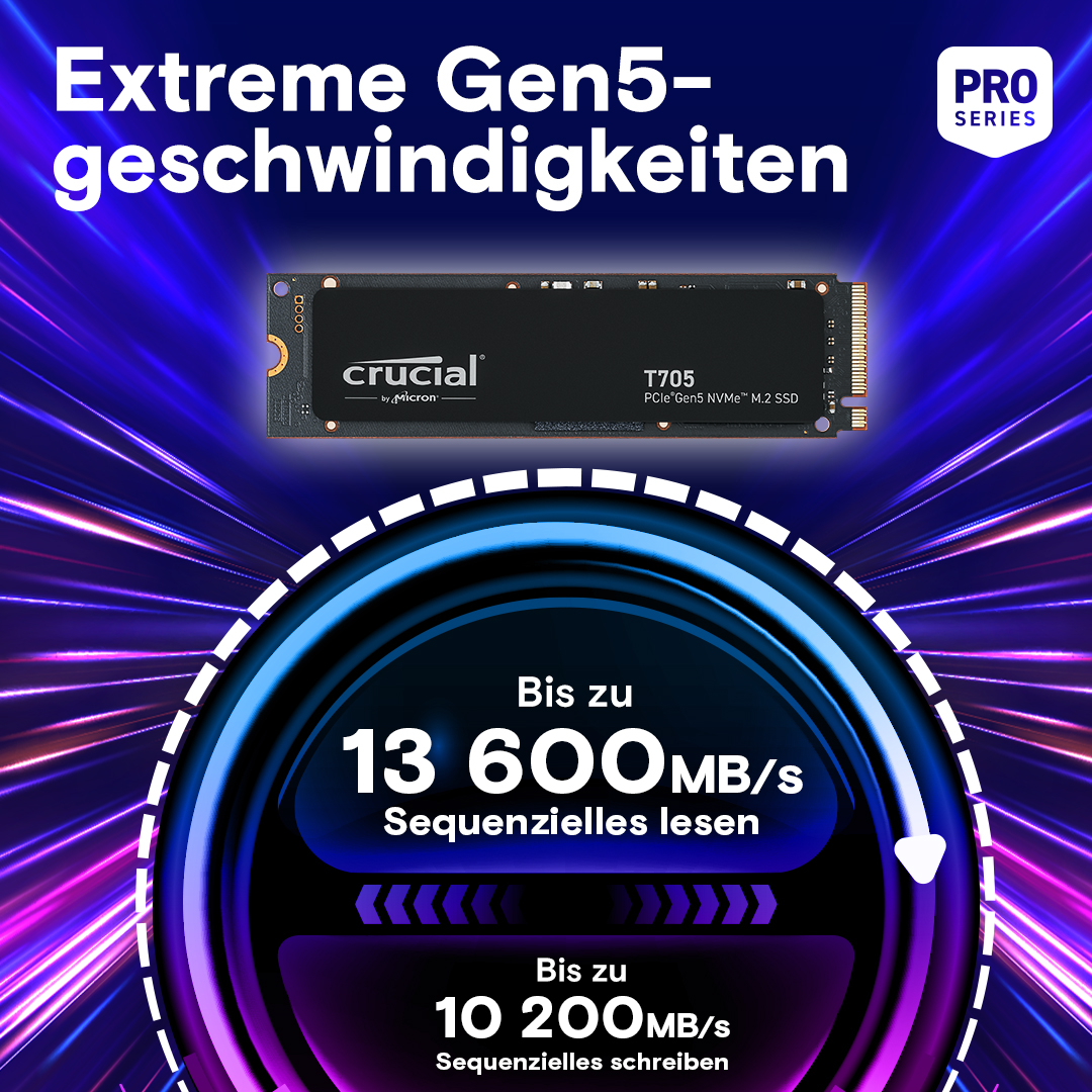 Crucial T705 1TB PCIe Gen5 NVMe M.2 SSD | CT1000T705SSD3 | Crucial DE