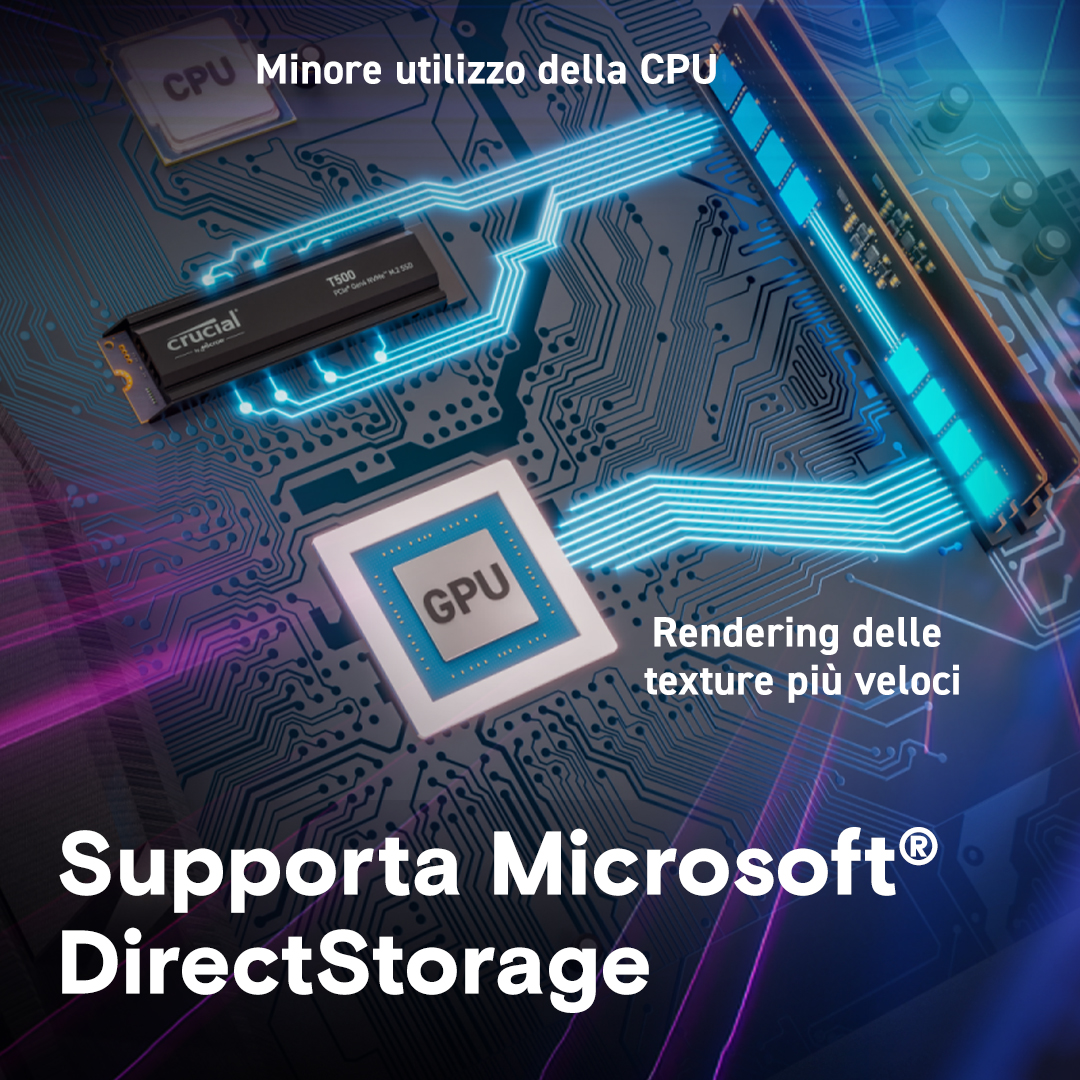 Crucial T500 2TB PCIe Gen4 NVMe M.2 SSD with heatsink