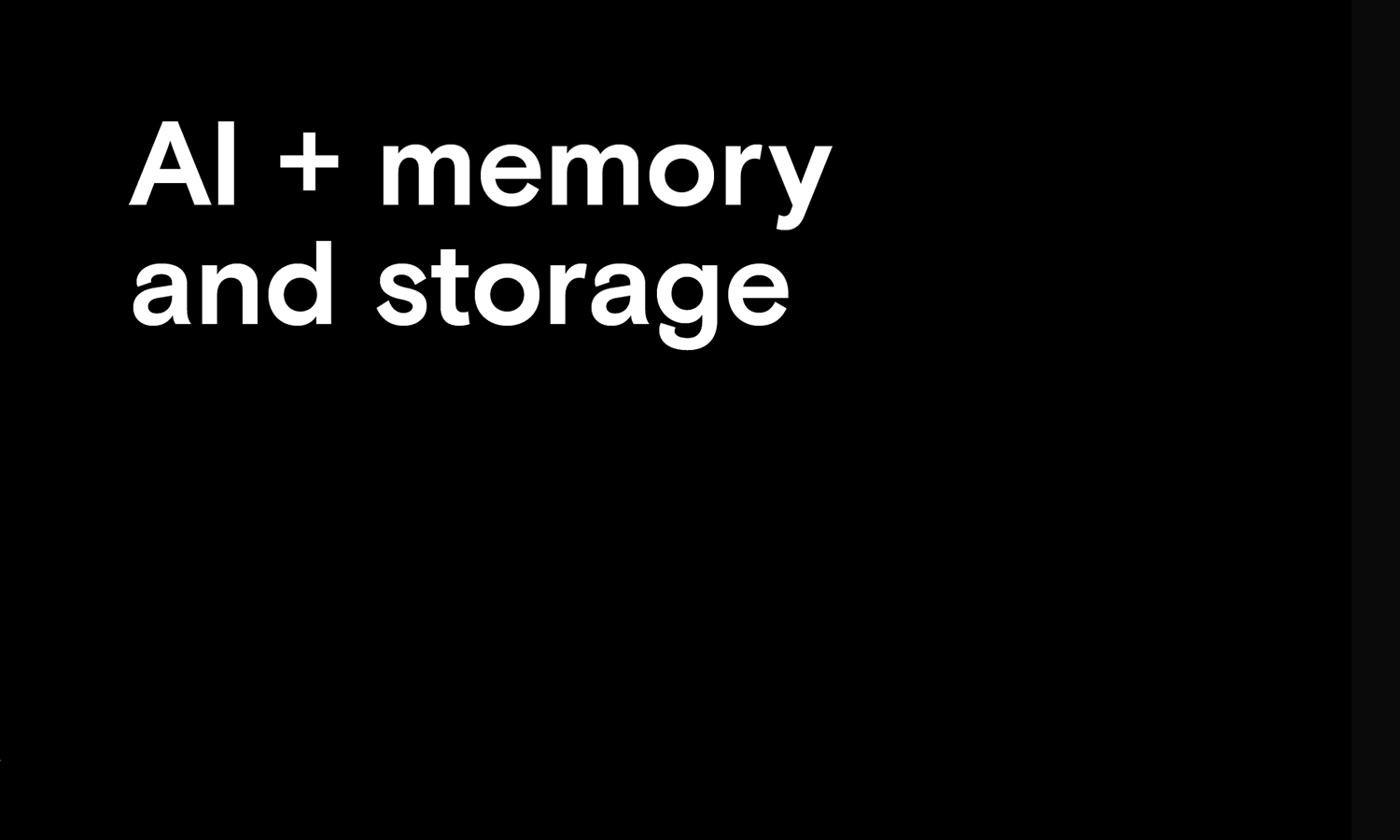 AI + memory and storage with an animated arrow moving upward in a curve from left to right