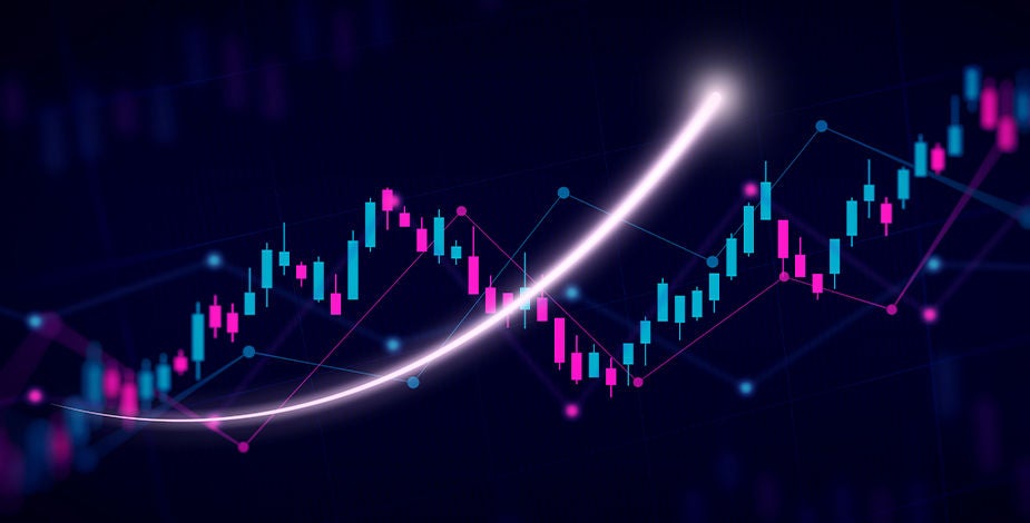 Candle chart with comet uptick