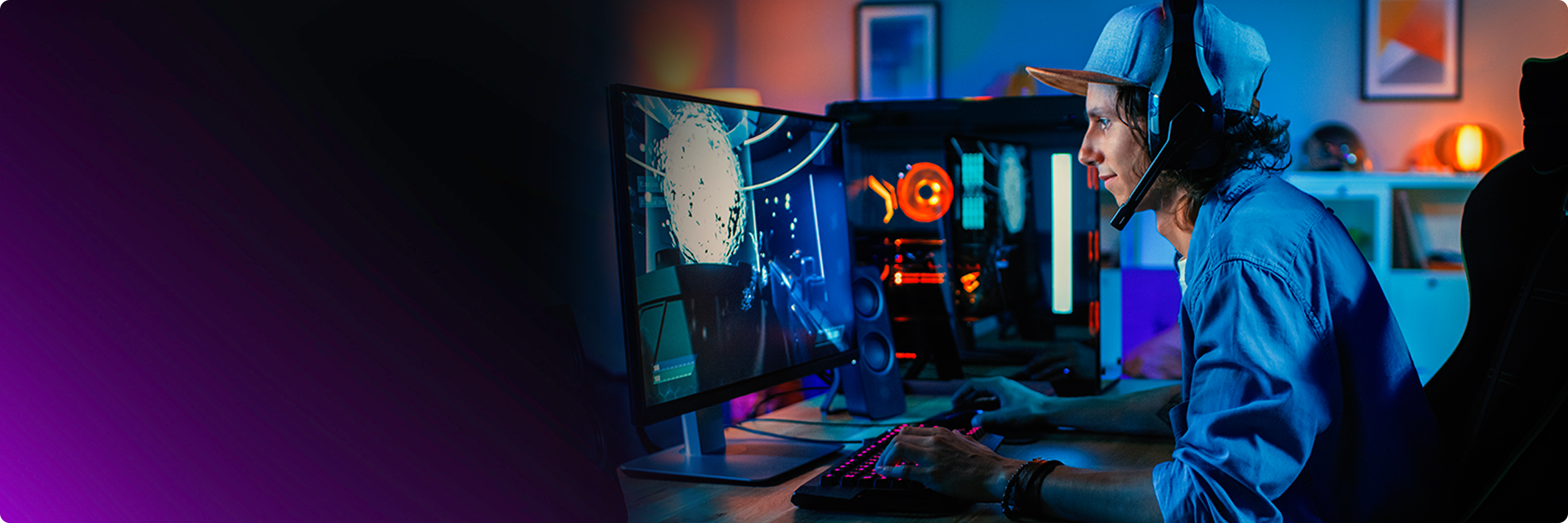 Gamer sitting at desk