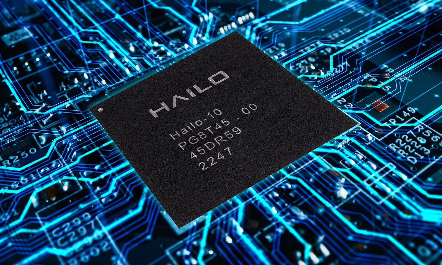 Hailo chip with blue lines