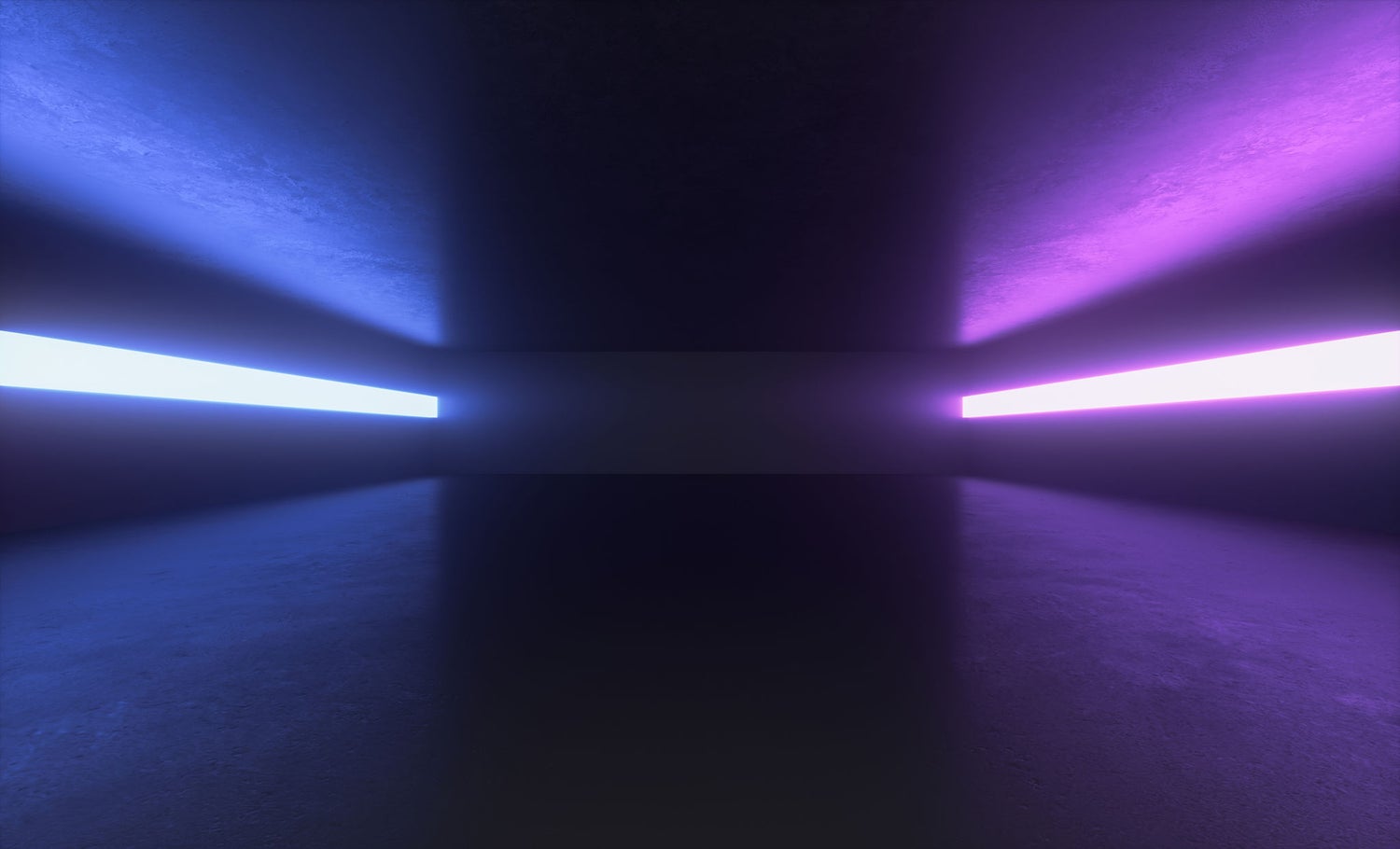 Abstract blue and purple light beams in a futuristic tunnel