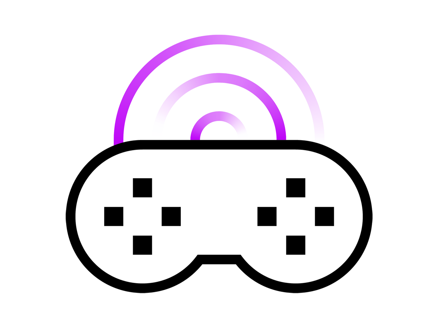 Black and purple icon of a gaming controller