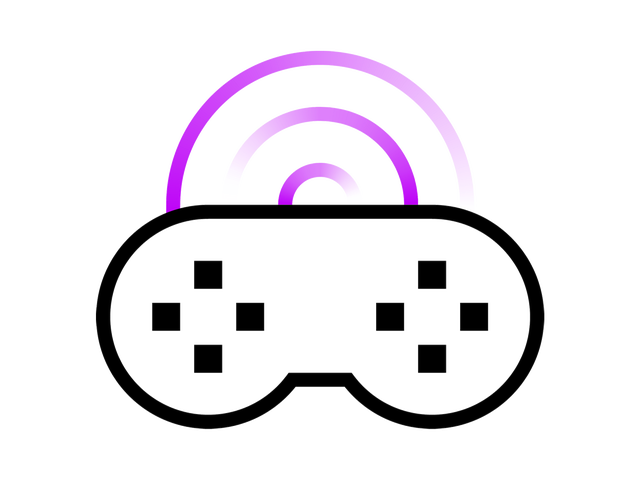 Black and purple icon of a gaming controller