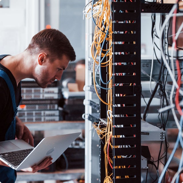 Man checking the server memory