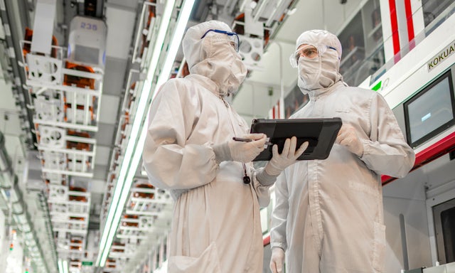 Clean room manufacturing employees