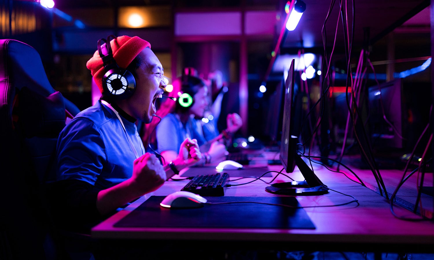 Gaming man shouting at his screen