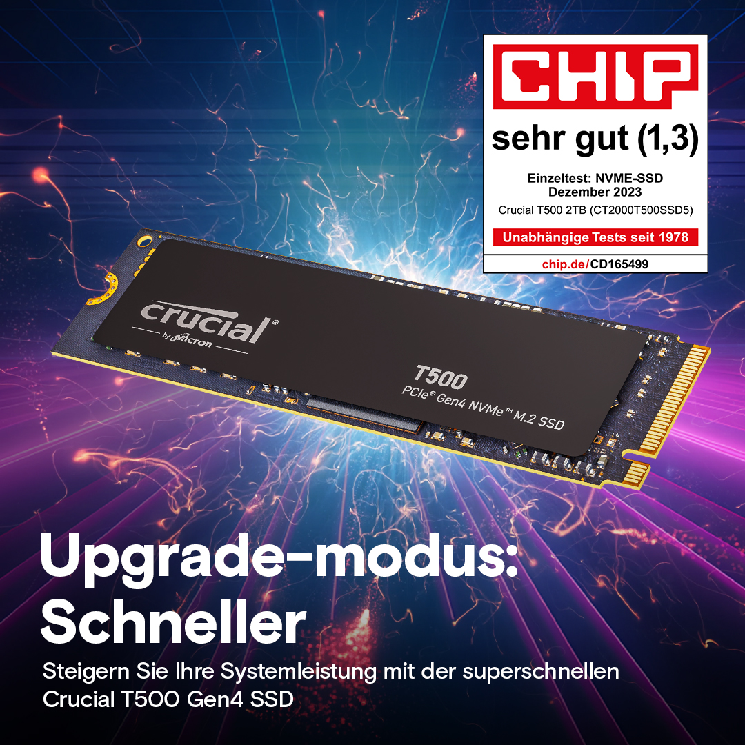 Crucial T500 1TB PCIe Gen4 NVMe M.2 SSD | CT1000T500SSD8