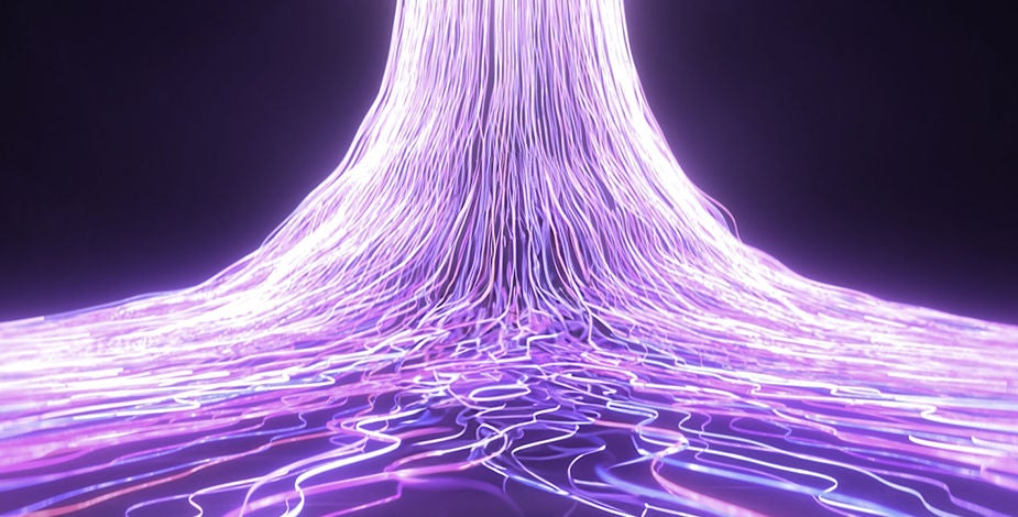 Waves of light flow from above