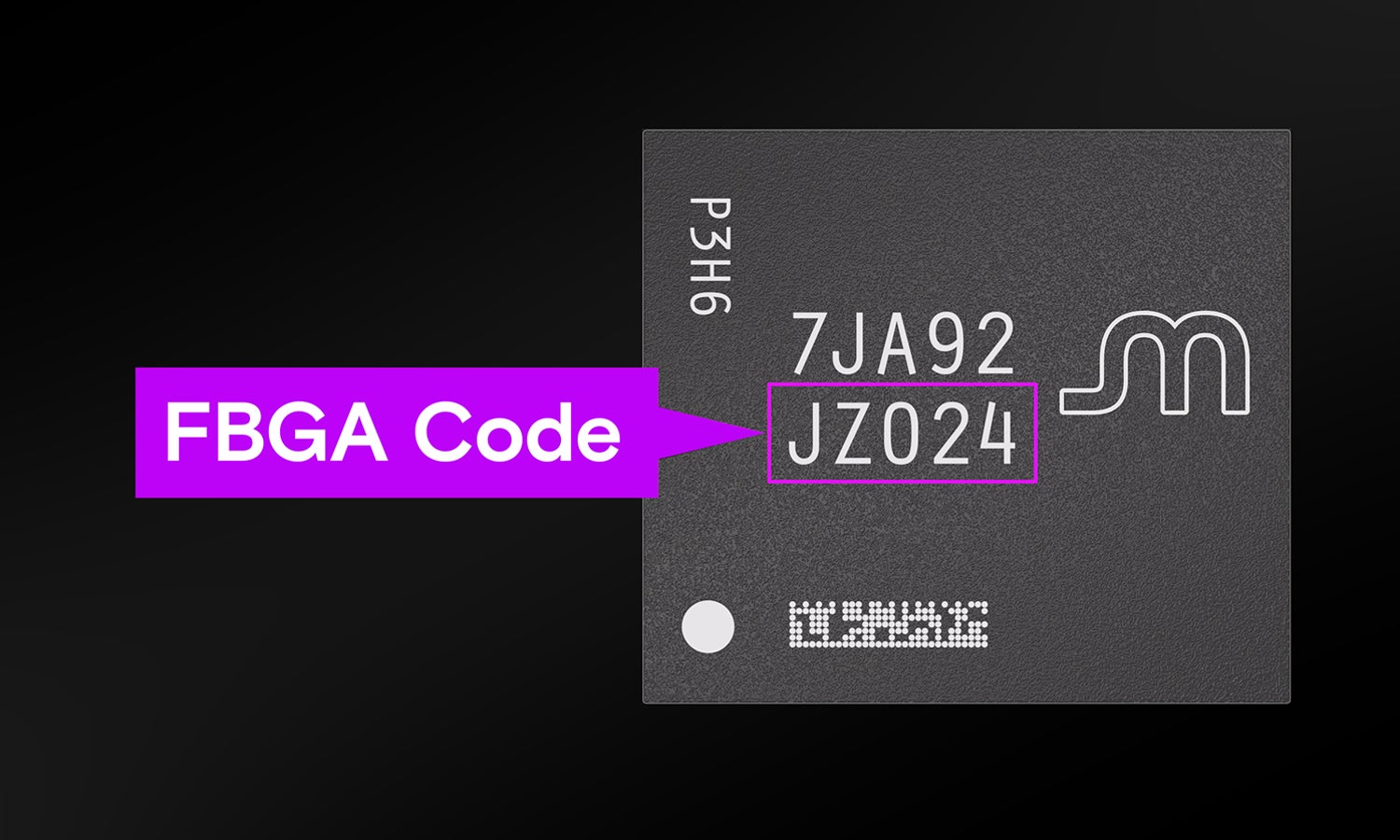 FGBA code highlighted on Micron part