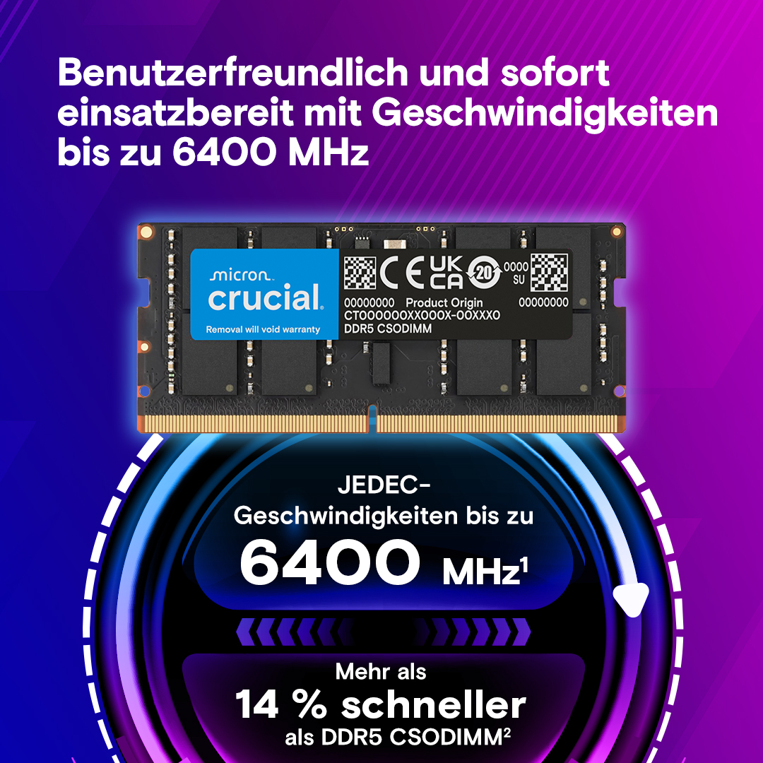 Crucial 48GB (2x24GB) DDR5 6400 CSODIMM Crucial 48GB Kit (24GBx2