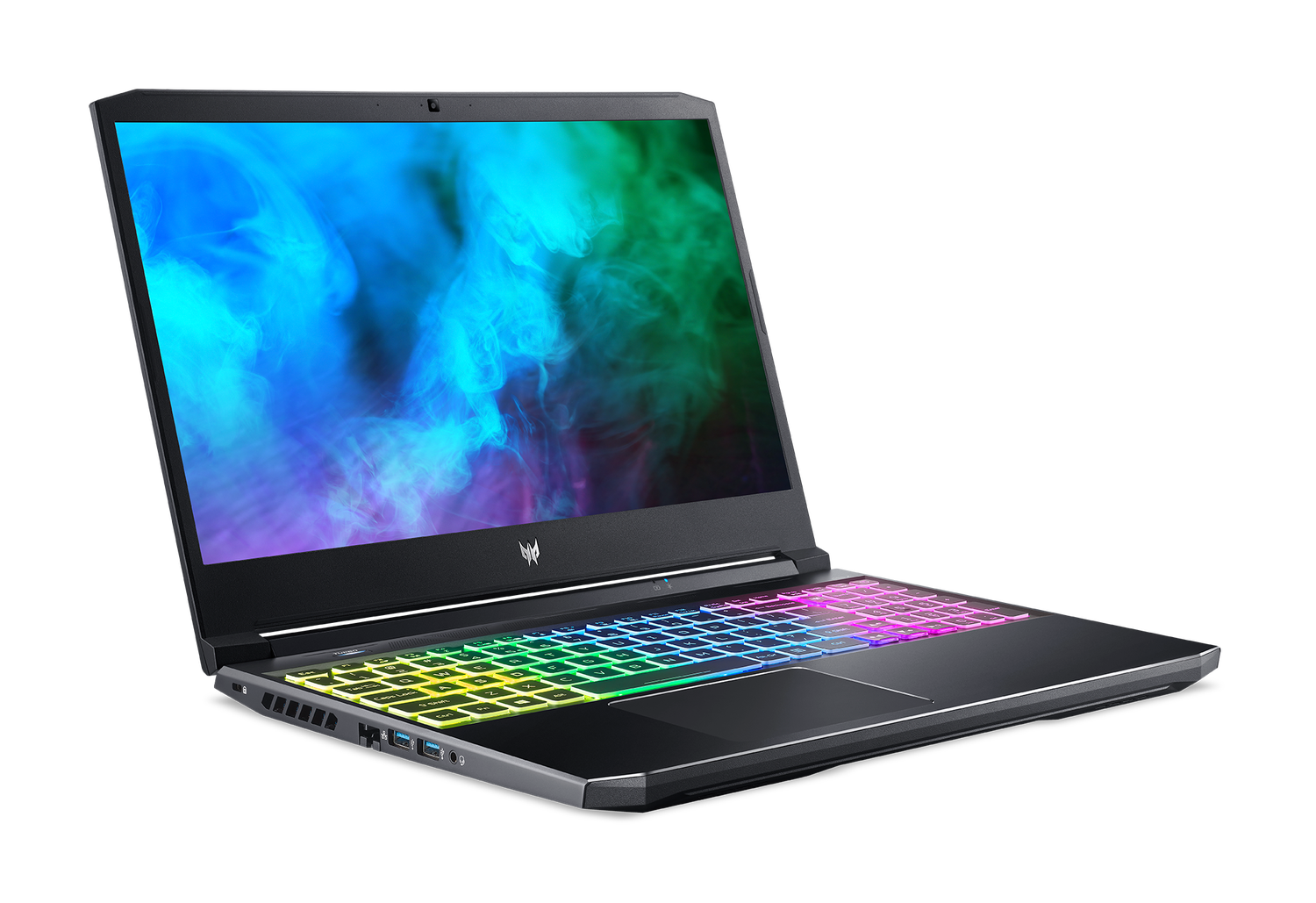 image of laptop with colorful lights