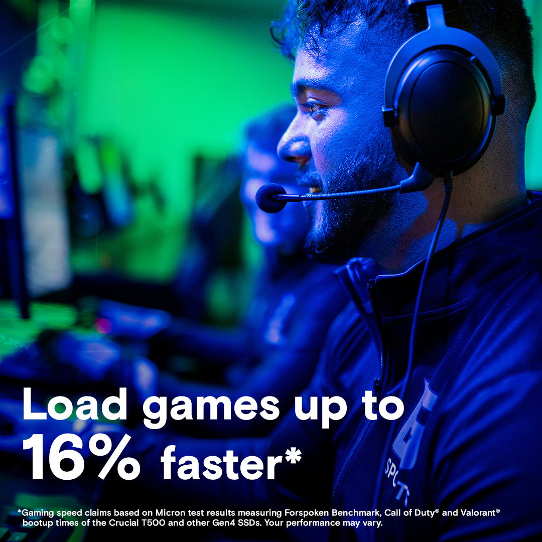 Crucial T500 1TB PCIe Gen4 NVMe M.2 SSD with heatsink- view 4