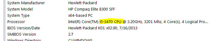 Hp stats i5 3470 processor